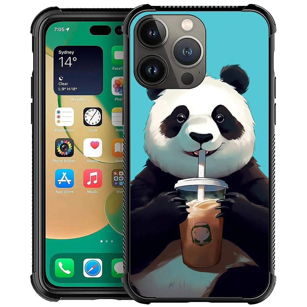 iPhone 13 Panda Coffee Case - Soft Silicone with Hard Protection