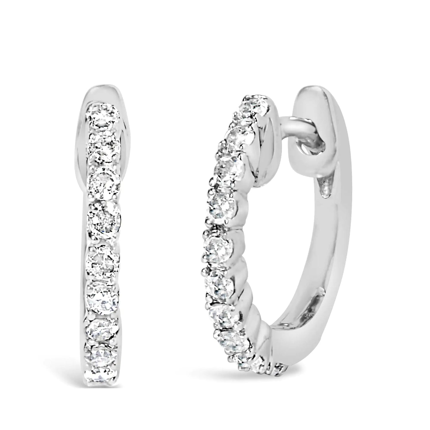 .925 Silver 1/6 Cttw Diamond Hoop Earrings