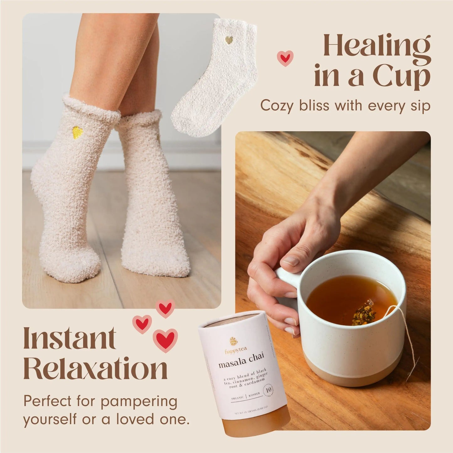 Cozy Care Tea Gift Set with Mug and Socks