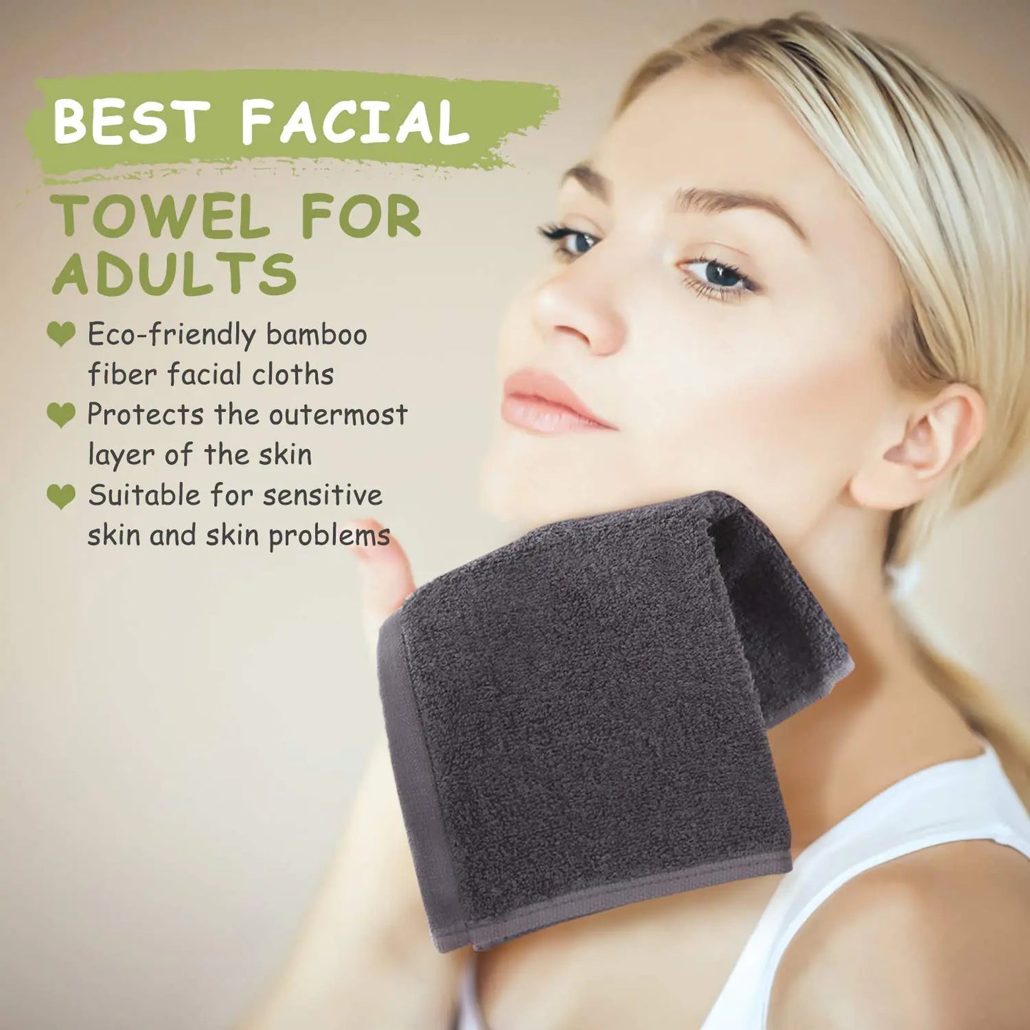 JEFFSUN SoftSkin 12-Pack Face Towels, 10x10 Grey Washcloths