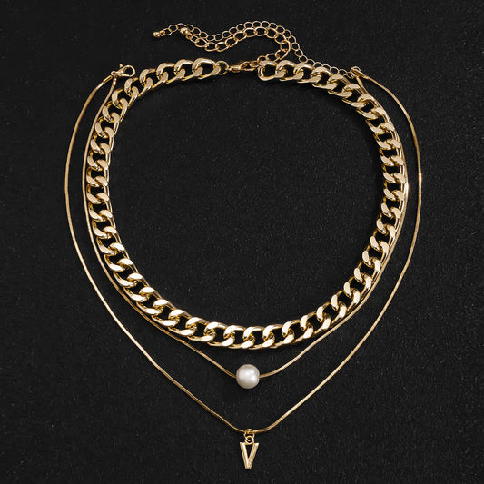 Modern Men's Pearl Triangle Necklace