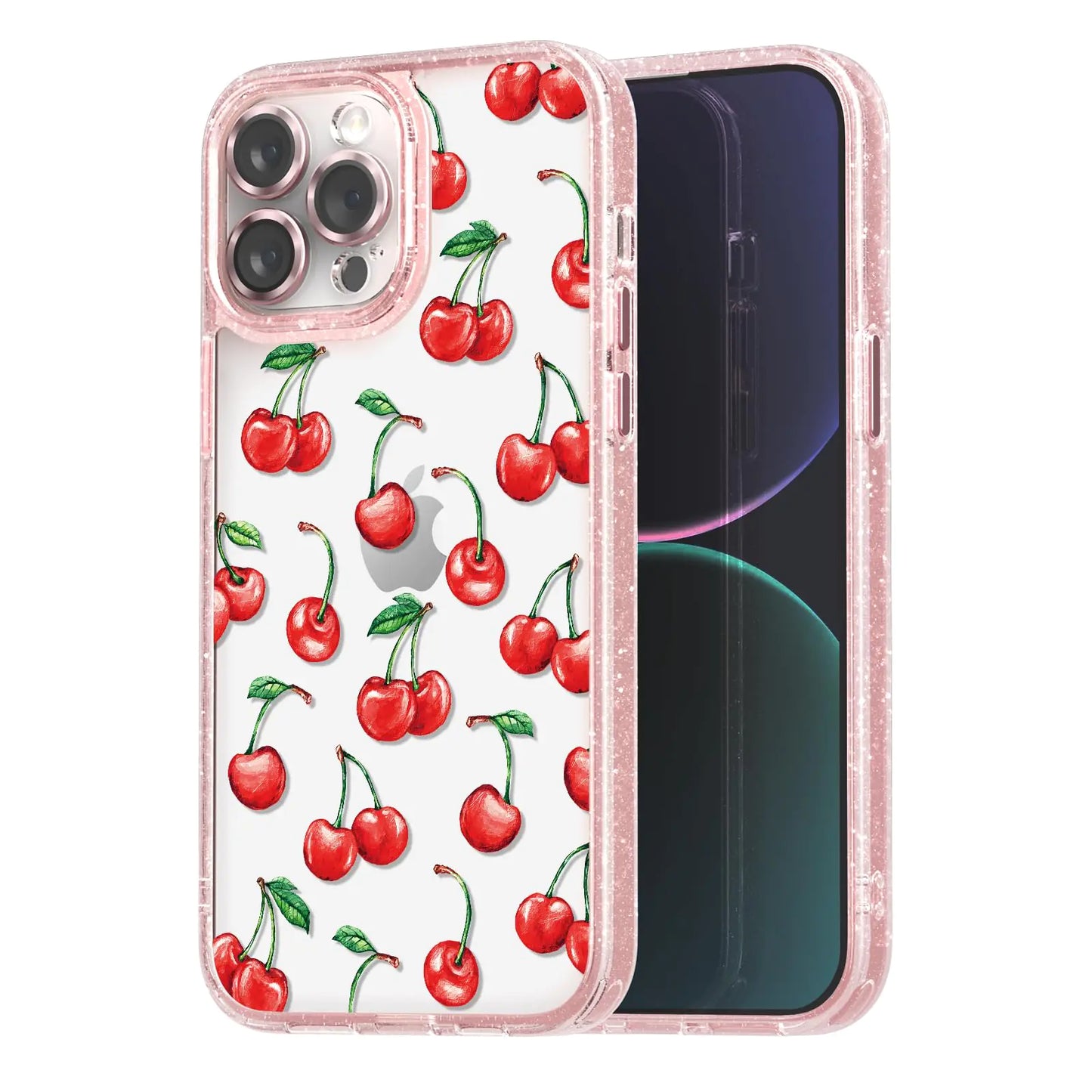 iPhone 13 Pro Max Glitter Pink Strawberry Case