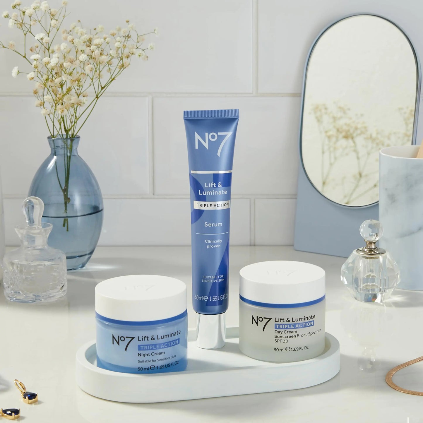 No7 Lift & Brighten Day Cream Duo - SPF 30, Vitamin C & Hyaluronic Acid