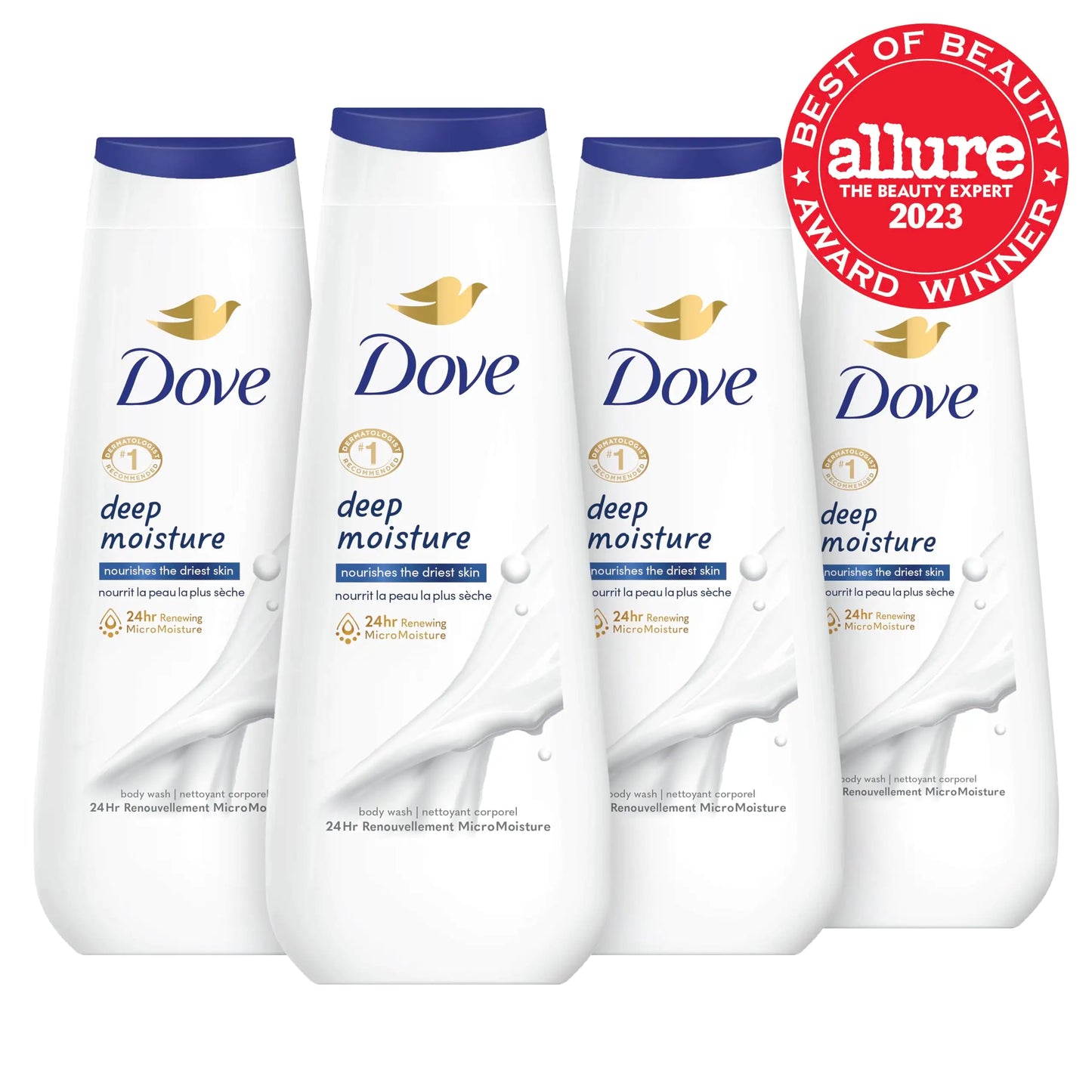 Dove Body Wash Deep Moisture, Sensitive Skin, Cucumber and Green Tea, and Shea Butter & Vanilla 4 Count Collection with Deep Moisture 4 Count For Dry Skin 20 oz Body Wash + Body Wash Deep Moisture 4 Count