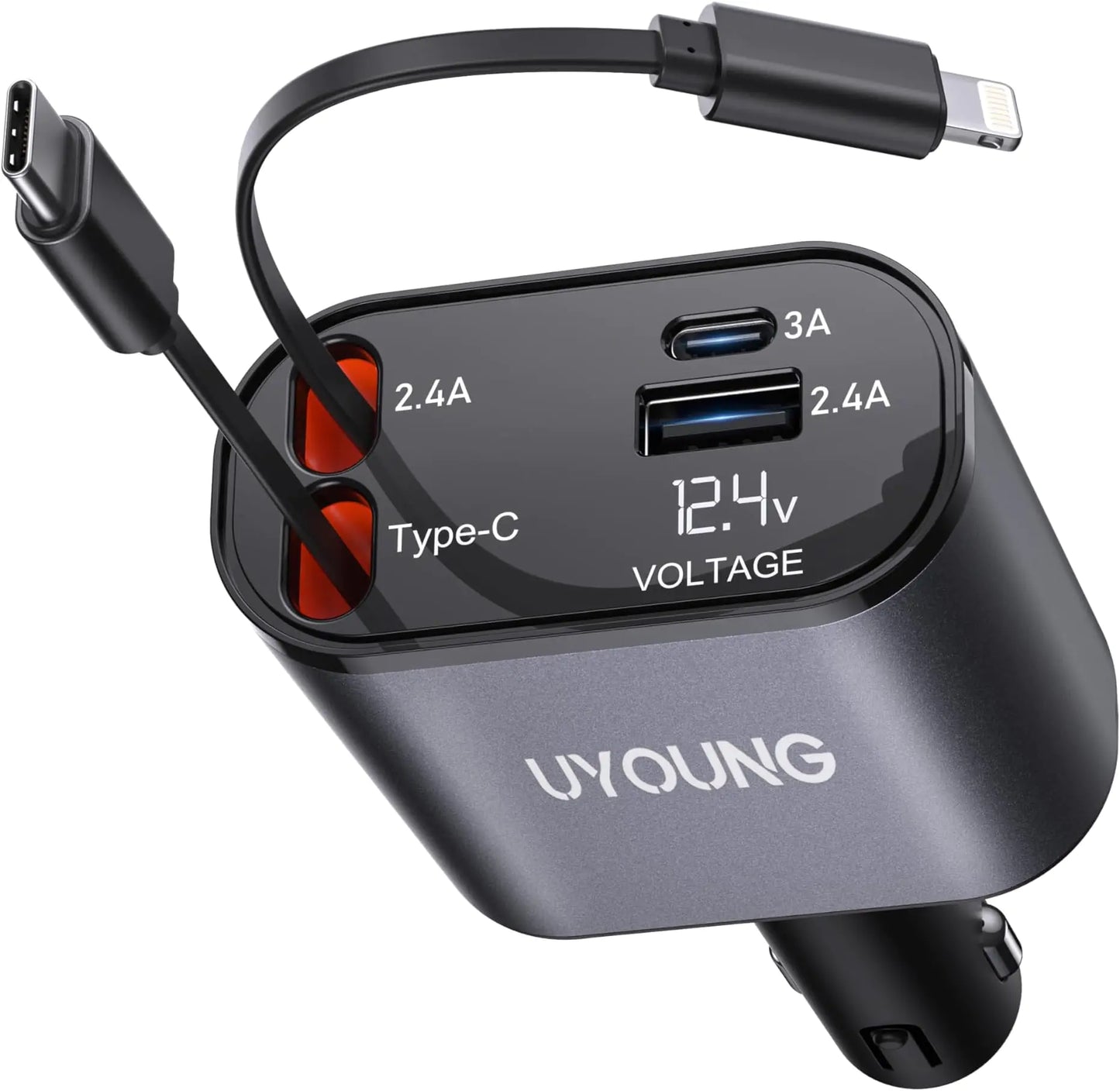 Grab&Go 66W 4-in-1 Retractable Car Charger