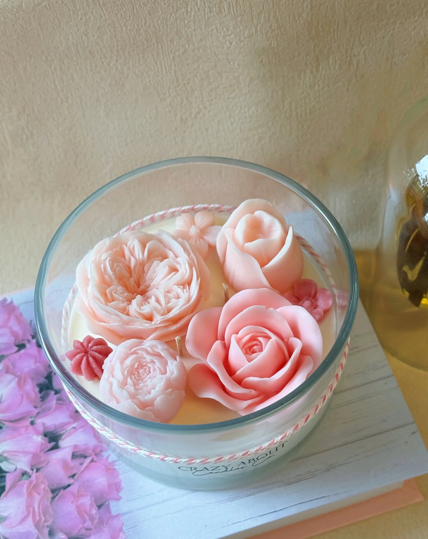 Elegant Rose Scented Jar Candle • 16 oz