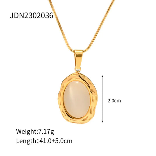 18K Gold Opal Cat Eye Necklace