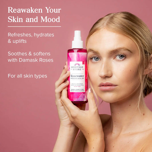 Rosewater Radiance Mist - Vegan and Cruelty-Free Facial Spray, 12oz