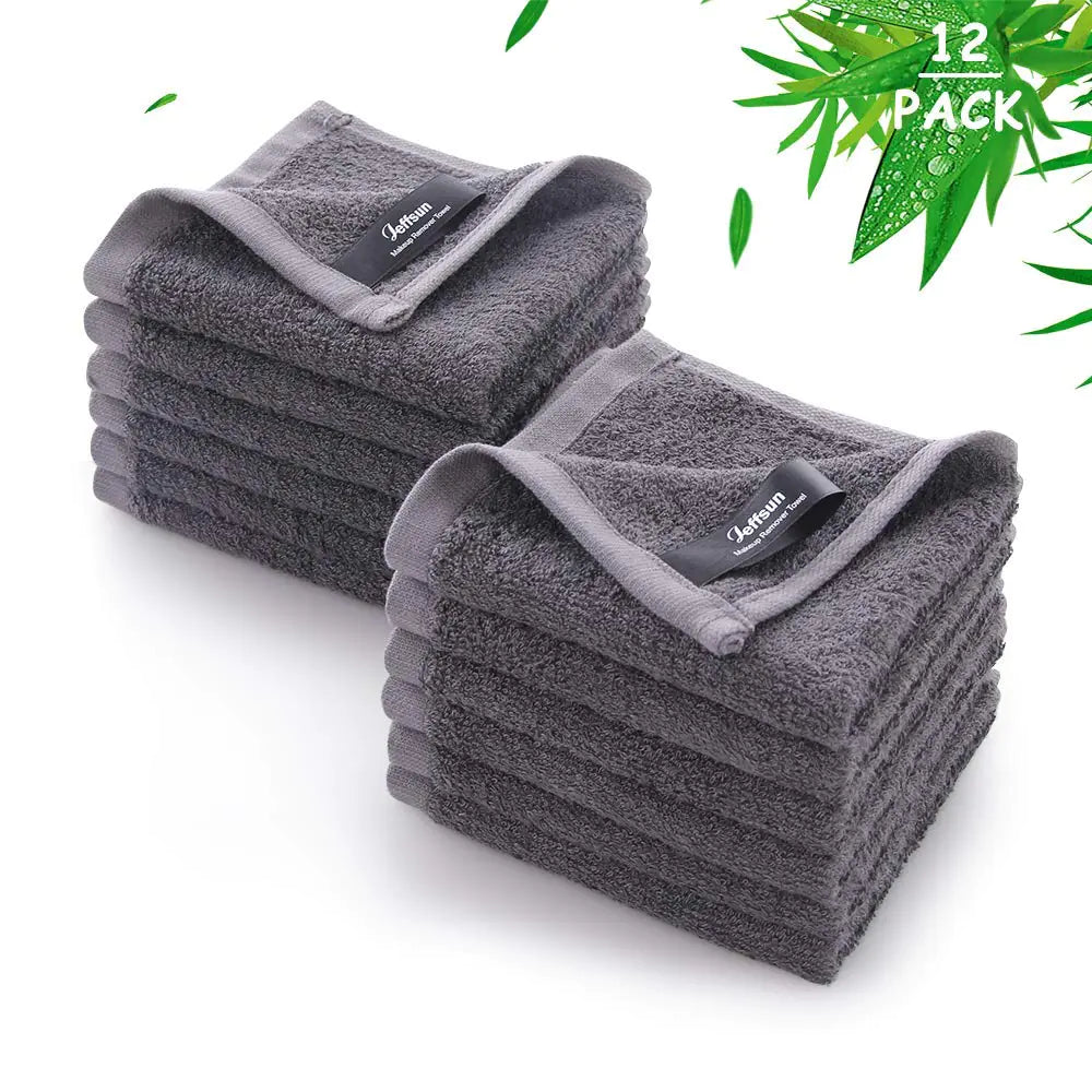 JEFFSUN SoftSkin 12-Pack Face Towels, 10x10 Grey Washcloths