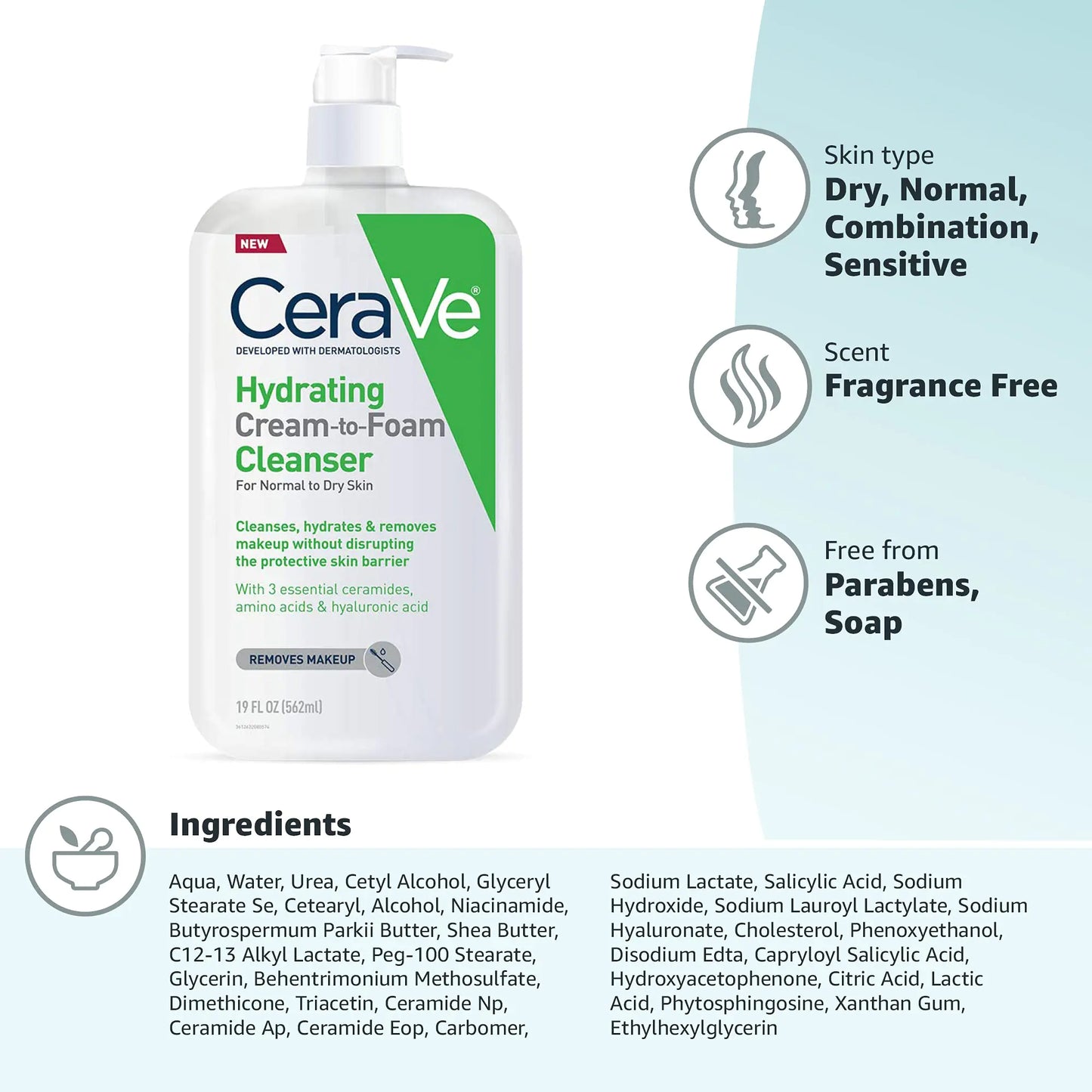 CeraVe Hydrating Cream-to-Foam 19 Oz Face Cleanser