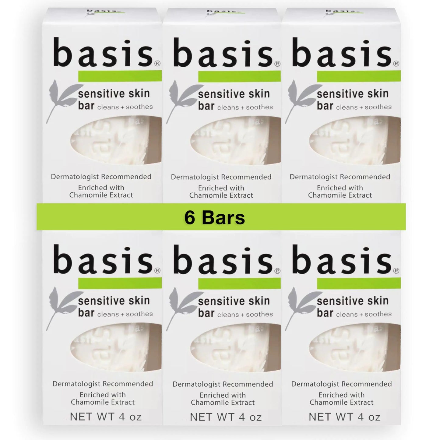 Basis Unscented Sensitive Skin 6-Pack Bar Soap