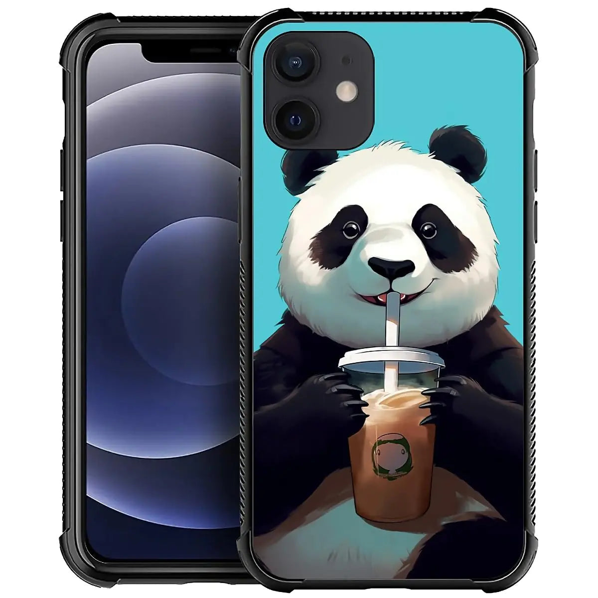 iPhone 13 Panda Coffee Case - Soft Silicone with Hard Protection