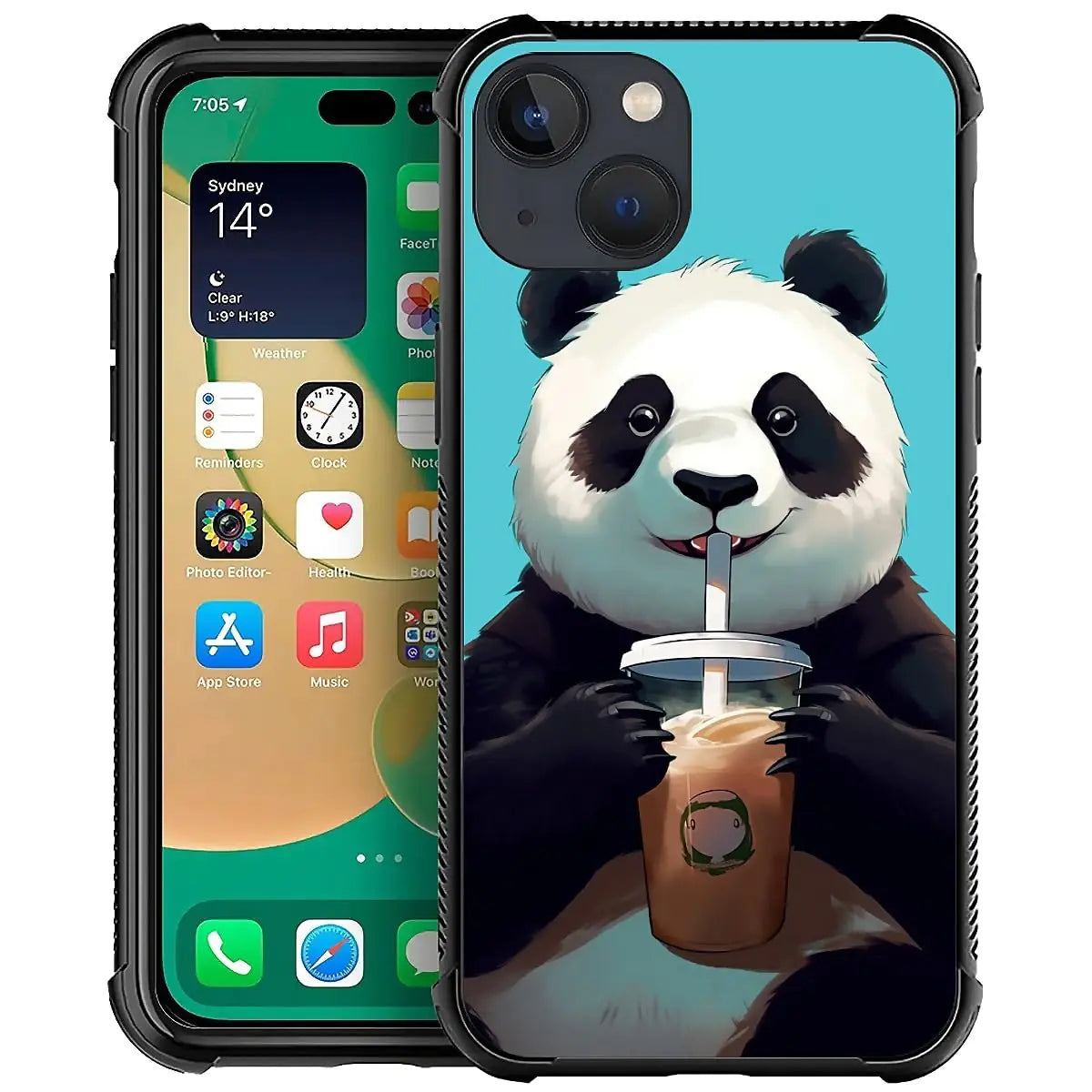 iPhone 13 Panda Coffee Case - Soft Silicone with Hard Protection