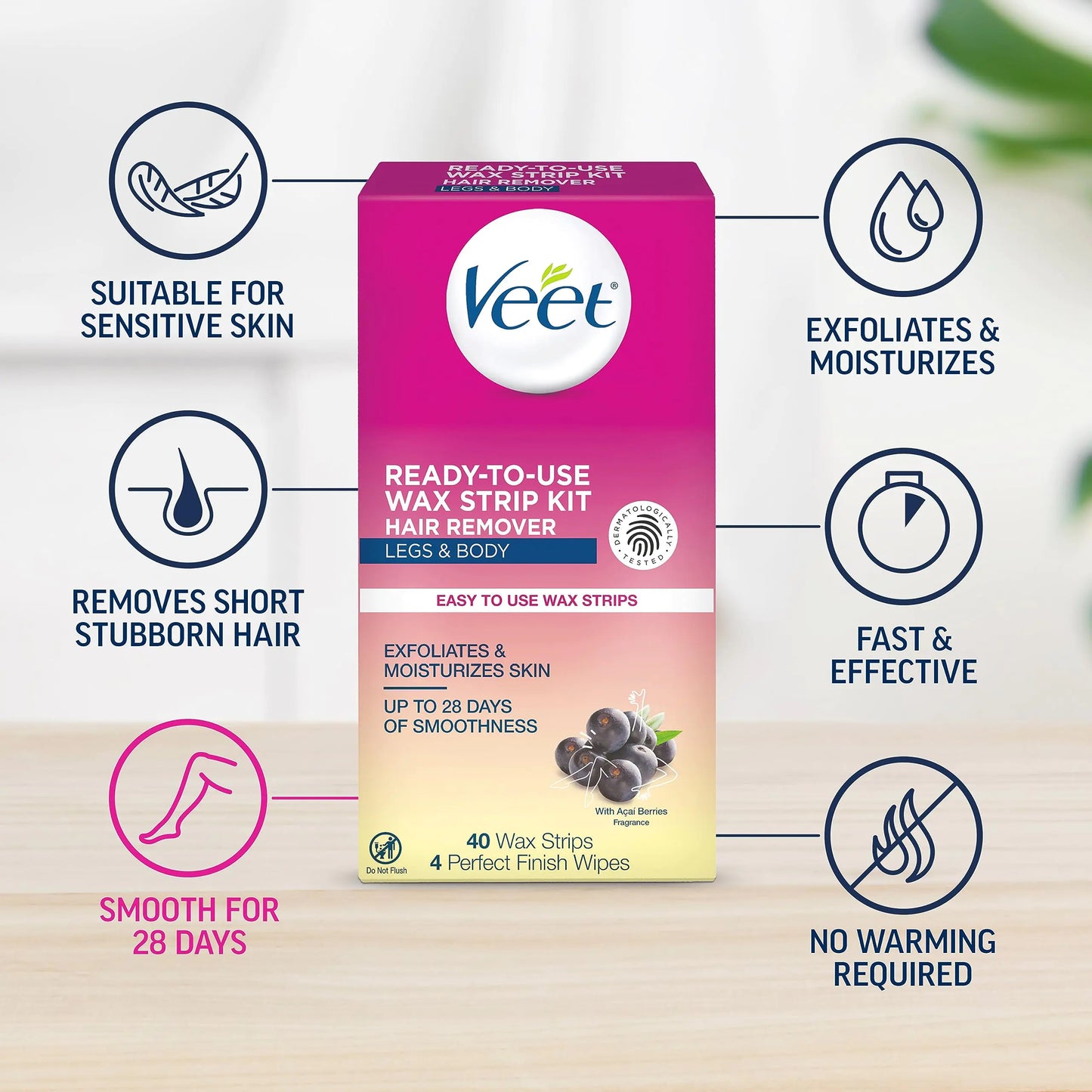 Veet 40-Count Wax Strips Kit | Full Body Hair Removal