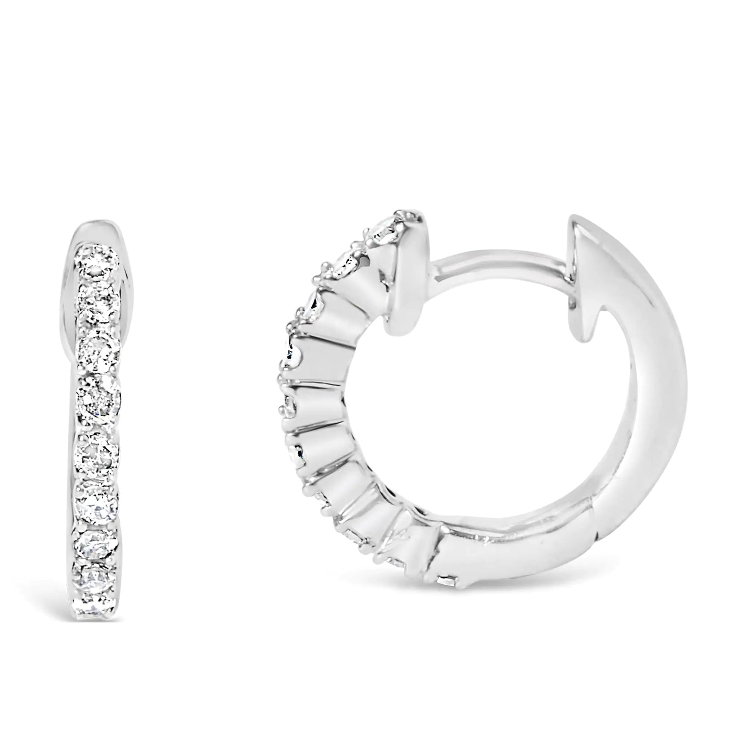 .925 Silver 1/6 Cttw Diamond Hoop Earrings